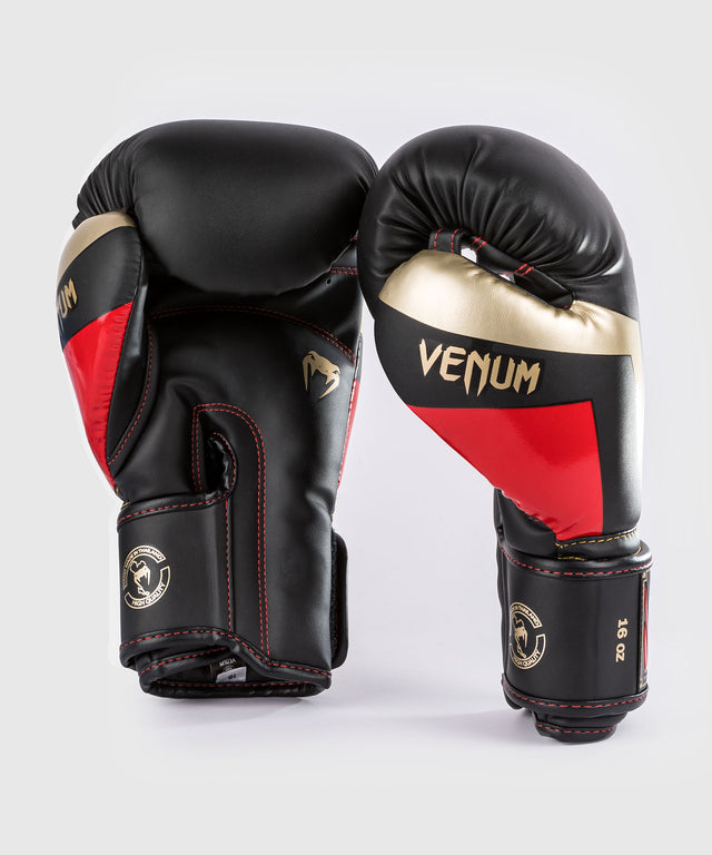 Venum bokshandschoenen Elite - Zwart/Goud/Rood
