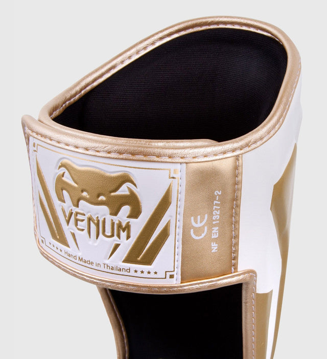 Venum Kickboks Scheenbeschermers Elite - Wit/Goud - Scheenbeschermers
