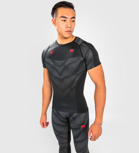 Venum Rashguard Phantom Krótki Rękaw - Czarny/Szary/Czerwony - Rashguard